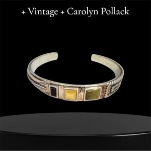 Vintage Carolyn Pollack Sterling 925 Silver Gem Stone  Cuff Bracelet  27 g